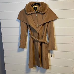 Sam Edelman - Size 8 - Faux Fur Lined Belted Wool Coat - Camel- NWT